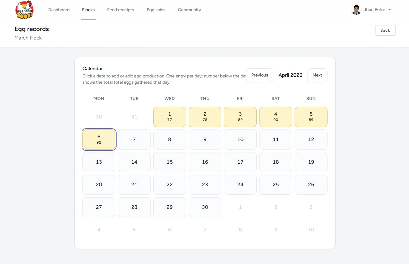 Egg records calendar preview (desktop)
