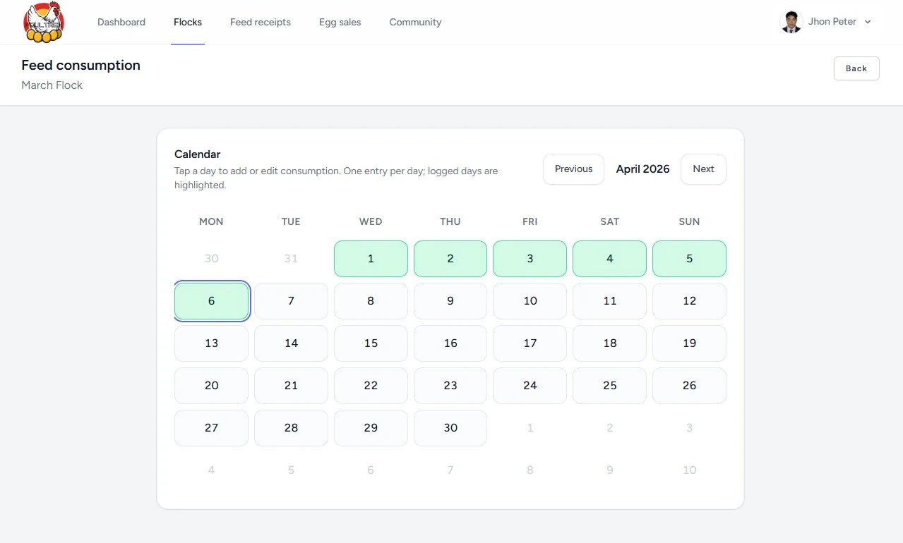 Feed consumption calendar preview (desktop)